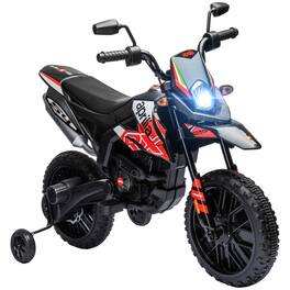 Qaba - 12V Kids Motorcycle, Aprilia Licenced Electric Motorcycle for Kids with Training Wheels, Spring Suspension, LED Light