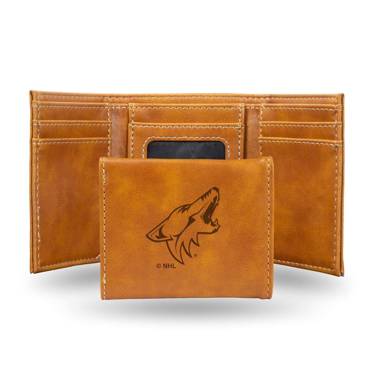 Front. Rico Industries - Arizona Coyotes Brown Trifold Wallet with Clear ID Window - Multi.