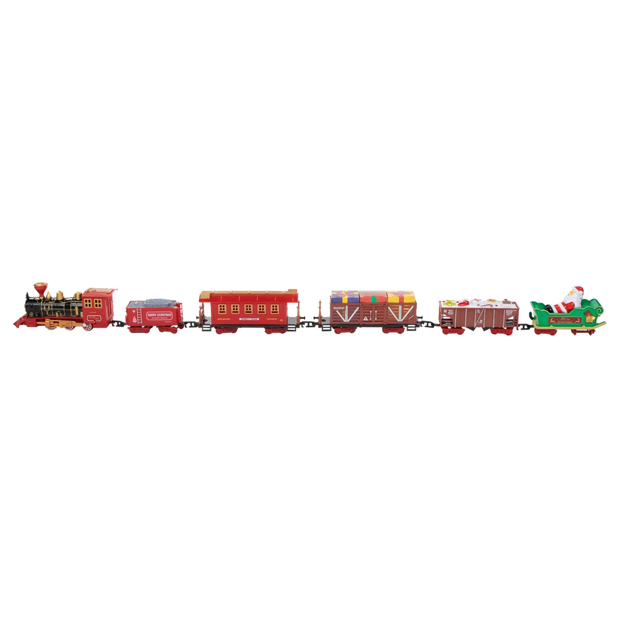 Alt View 2. Northlight - 22pc Red Battery Operated Lighted and Animated Christmas Train Set with Music and Sound - Red.
