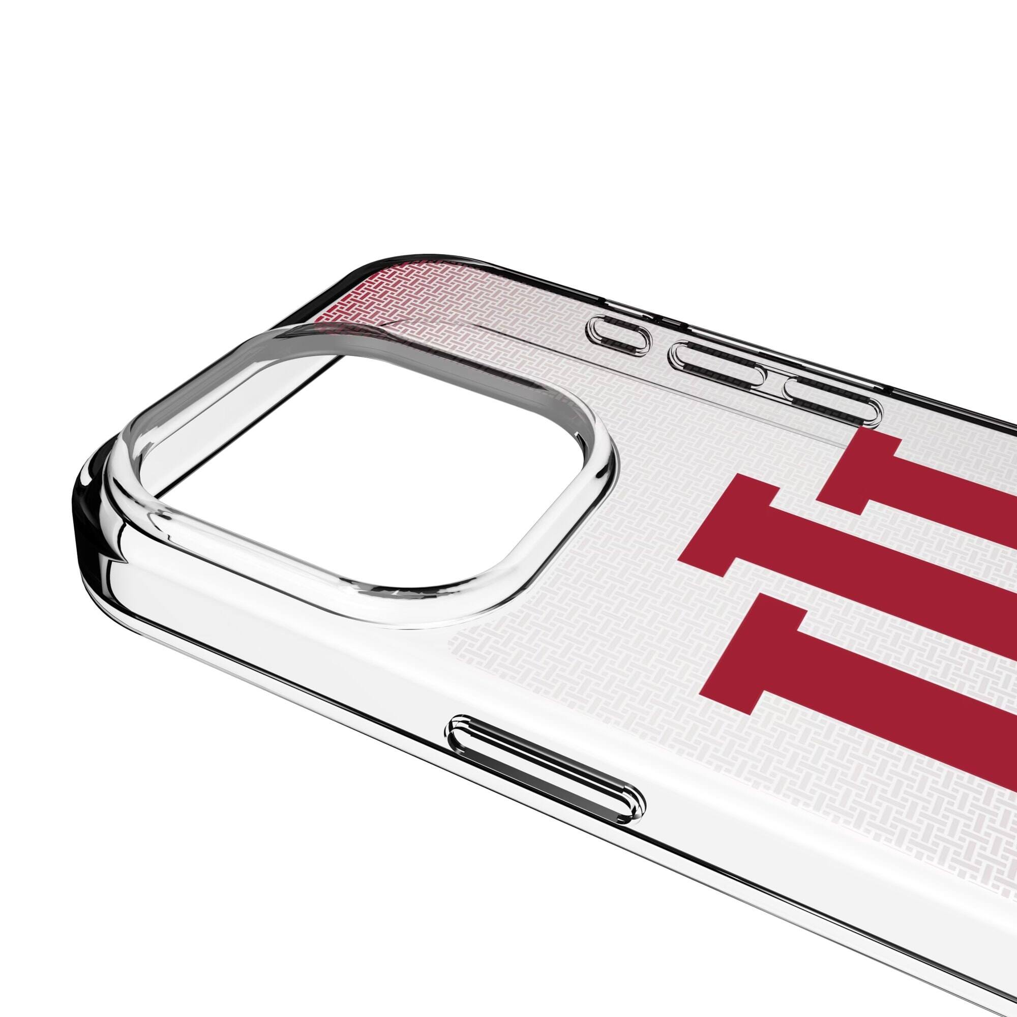 Alt View 2. Keyscaper - Indiana Hoosiers Linen Logo iPhone Clear Case - 16 Pro - Multicolor.