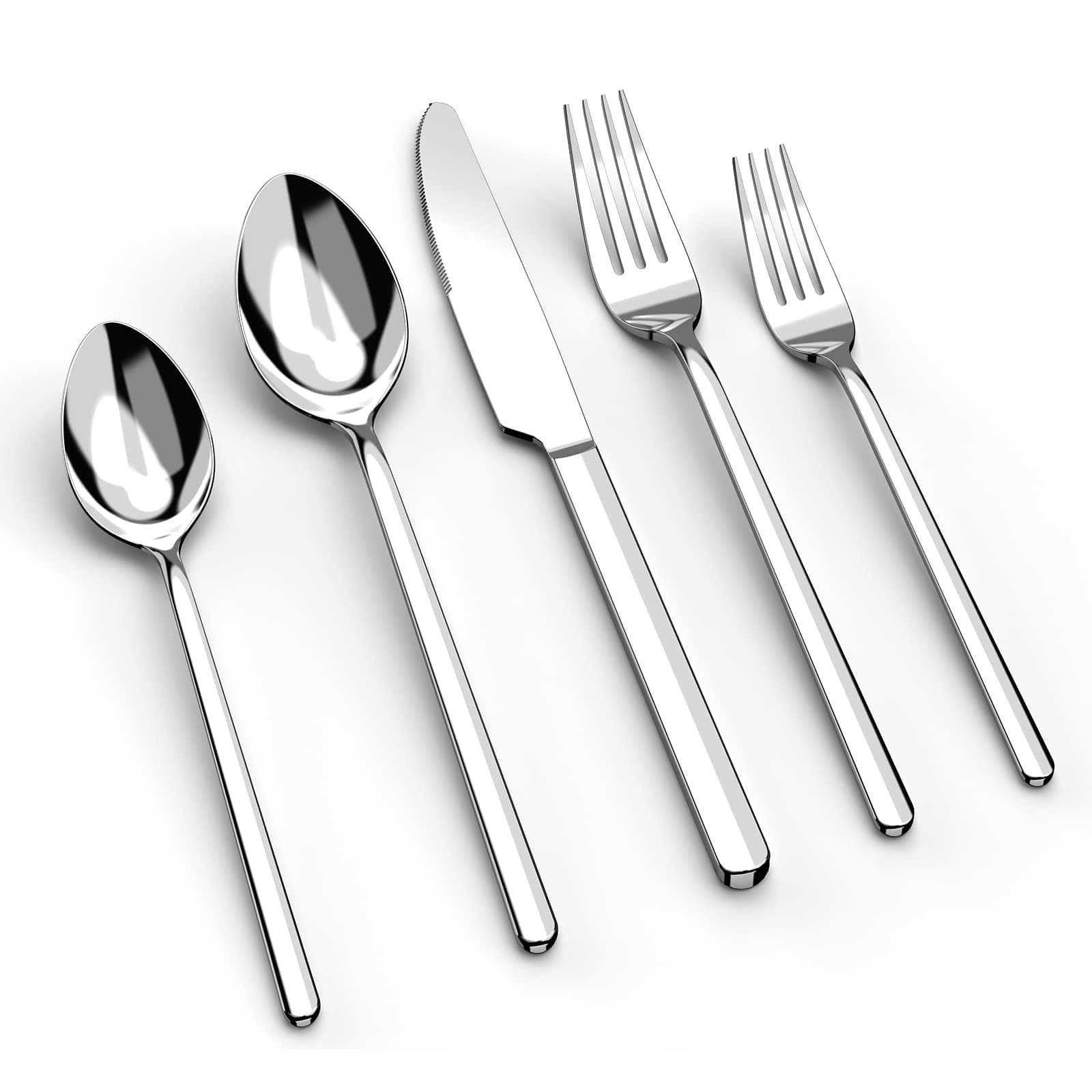 Dazzed Corner - 20 Piece Flatware Cutlery Set for 4, 18/10 Stainless Steel Silverware Mirror Polished - Silver