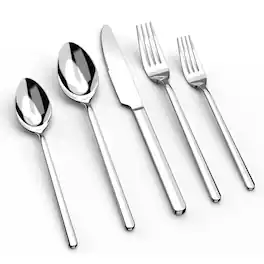 Dazzed Corner - 20 Piece Flatware Cutlery Set for 4, 18/10 Stainless Steel Silverware Mirror Polished - Silver
