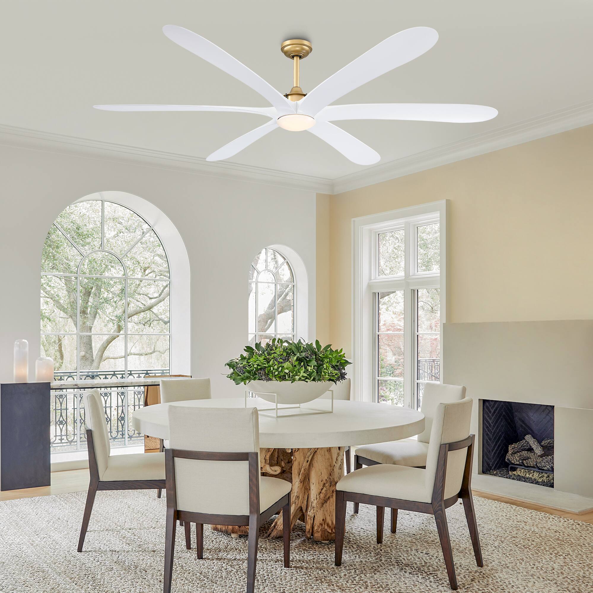 Angle. Parrot Uncle - 72" Modern Farmhouse Indoor DC Motor Gold/ White 6-Blade Ceiling Fan with LED Light and Remote - Gold.