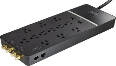 Rocketfish™ - 12 Outlet/2 USB Surge 4680 Joules Protector Strip - Black - Front_Zoom