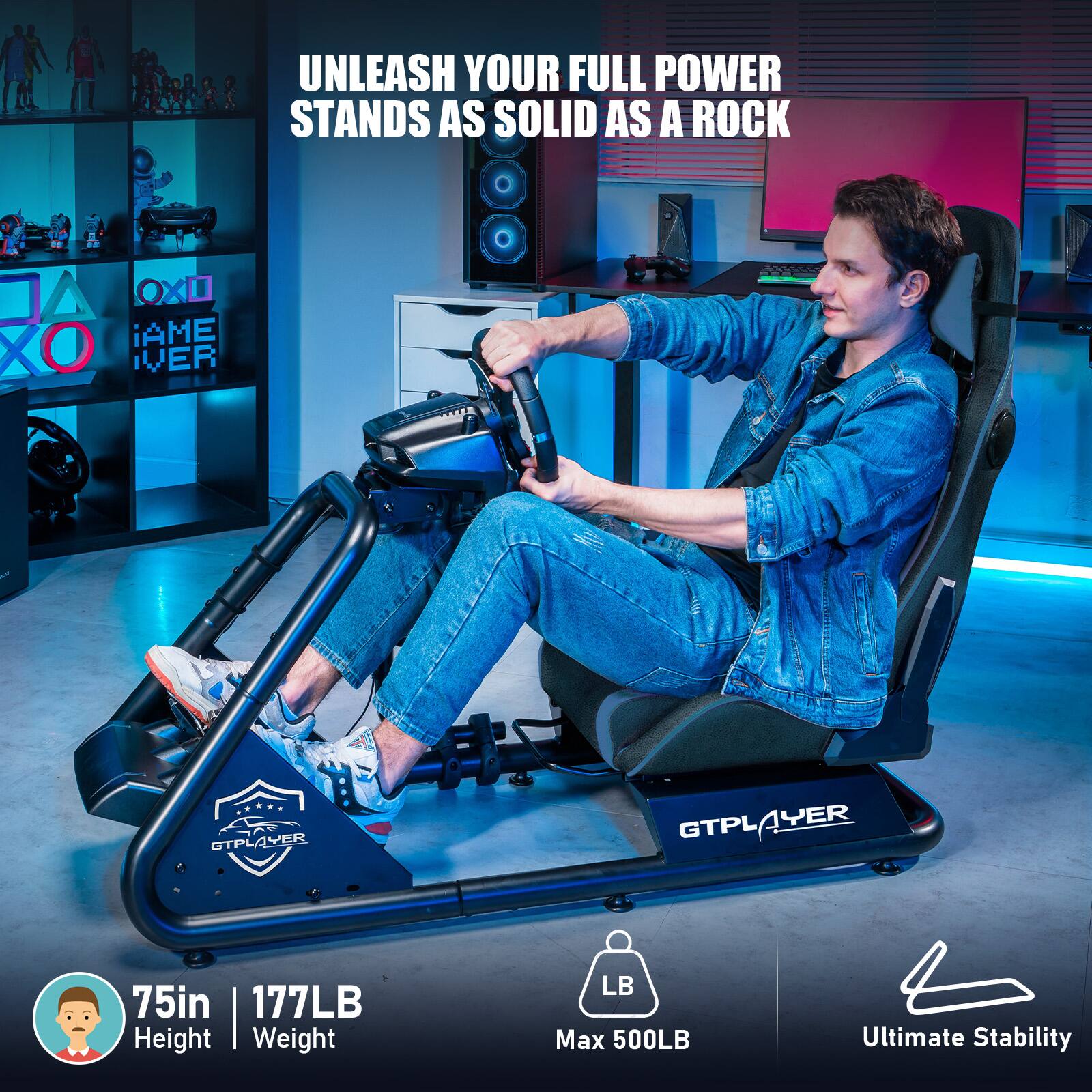 Unleash your full power stands as solid as a rock. XO Gameplay. 75in | 177LB Height Weight LB Max 500LB Ultimate Stability.