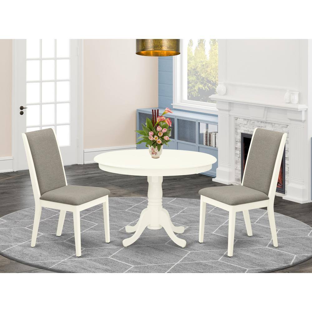Left. East West Furniture - Dining Room Set Linen White - Brown.