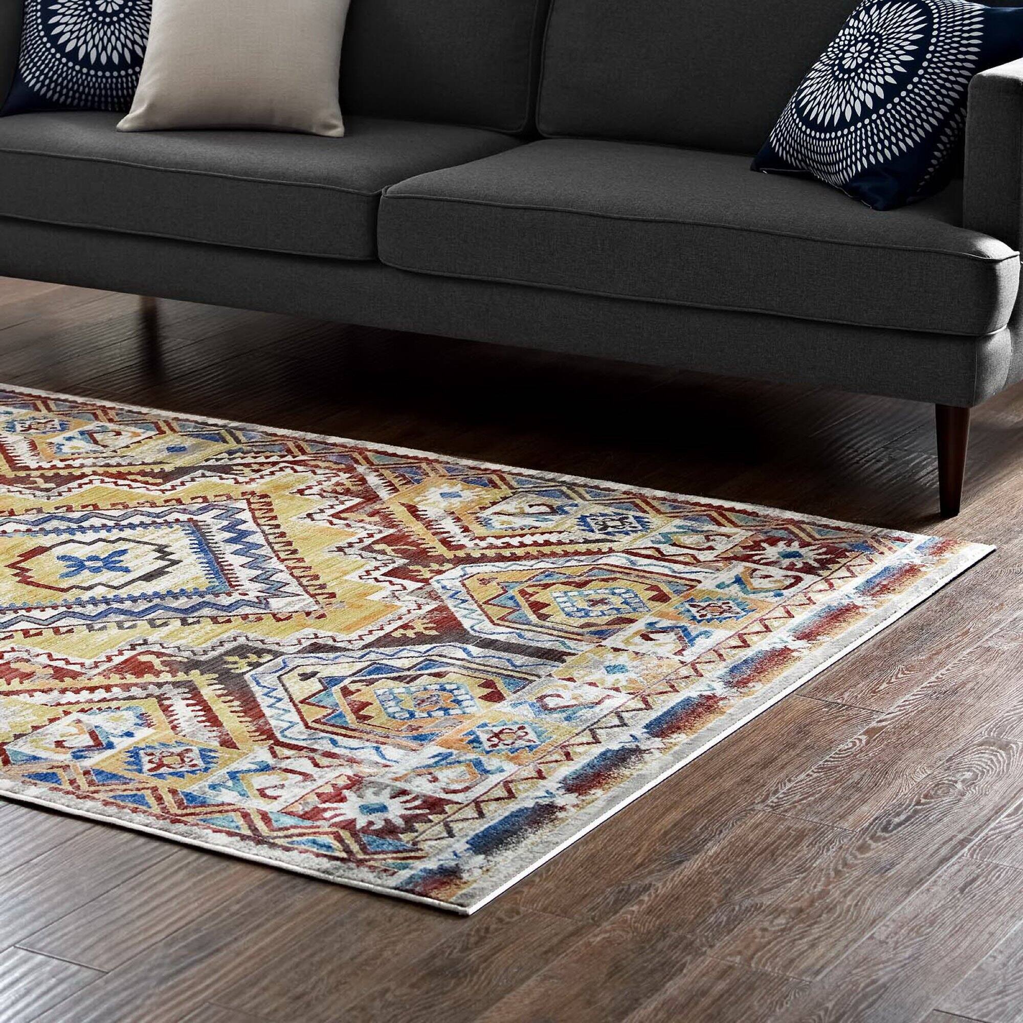 Back. Modway - Florita Distressed Southwestern Aztec Area Rug - Multicolored.