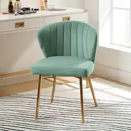Hivvago - Sage Velvet Upholstered Wingback Accent Side Chair with Gold Metal Legs - Green
