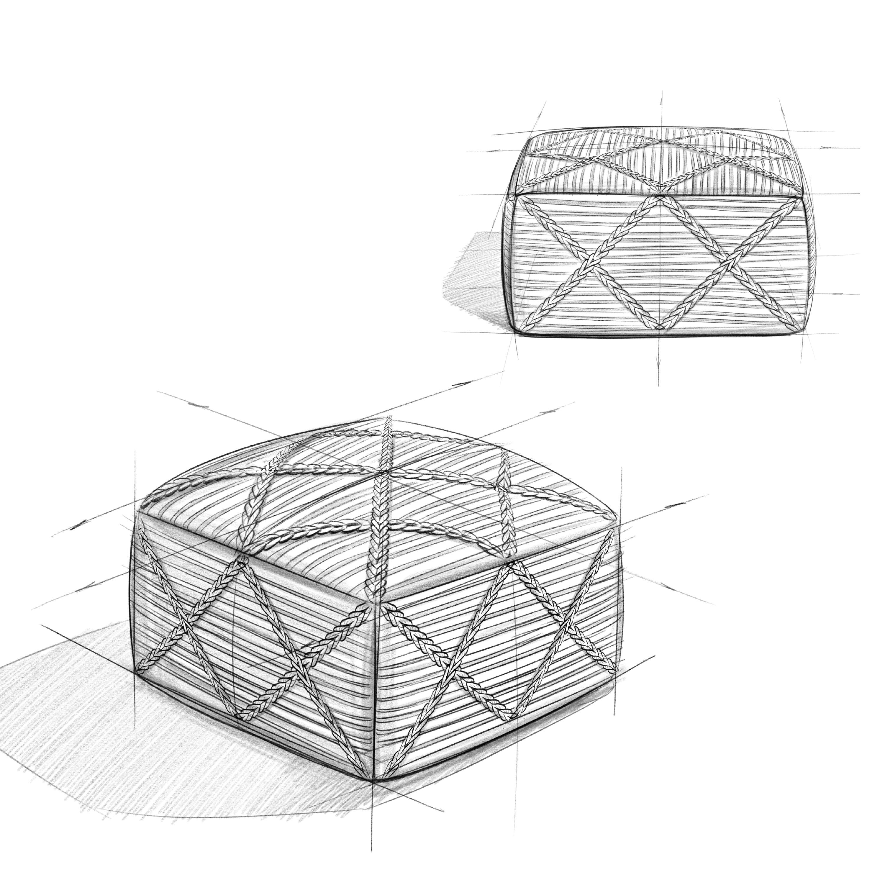 Alt View 17. Simpli Home - Cowan Square Pouf - Magenta and Natural.