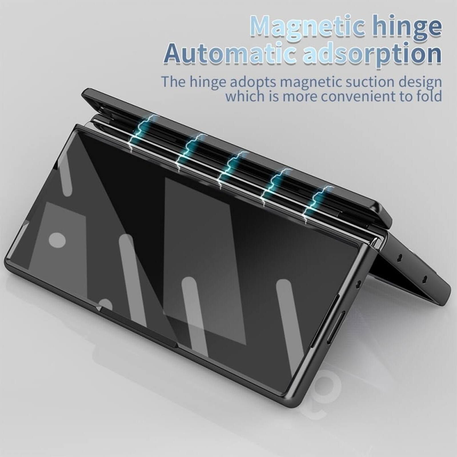Magnetic hinge  
Automatic adsorption  
The hinge adopts magnetic suction design which is more convenient to fold
