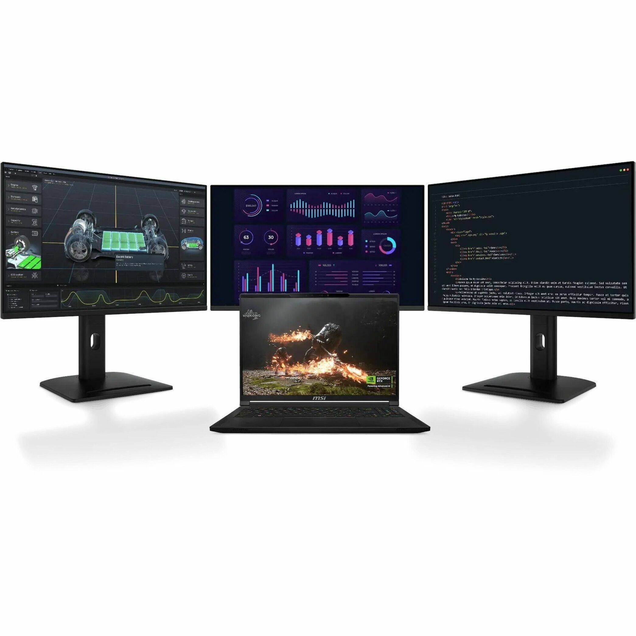 Alt View 20. MSI - Stealth A16 AI+ 16" 240 Hz Gaming Laptop QHD+ - AMD Ryzen AI 9 HX 370 with 32GB Memory - GeForce RTX 5080 - 2TB SSD - Core Black, Black.