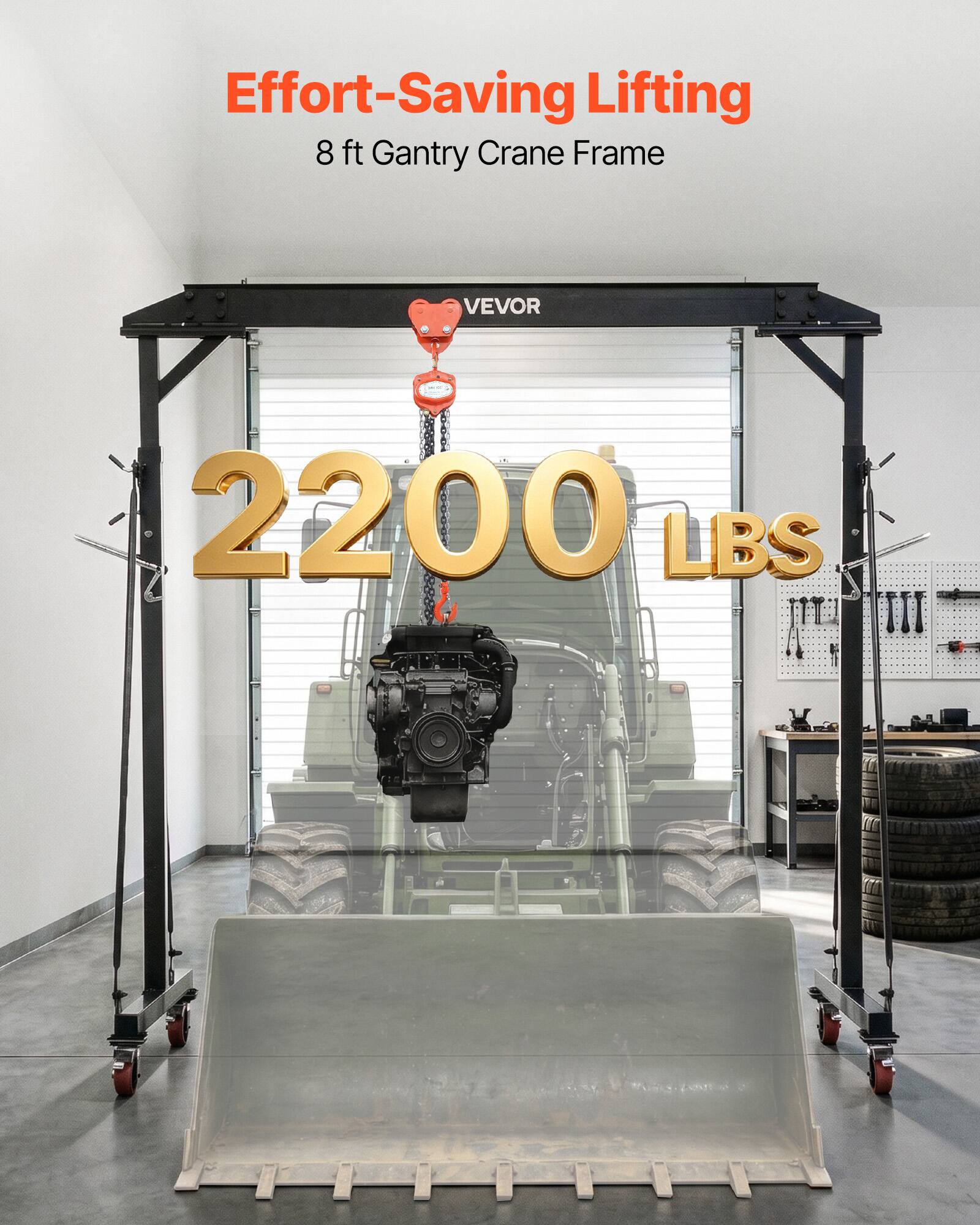Effort-Saving Lifting  
8 ft Gantry Crane Frame  
VEVOR  
2200 LBS