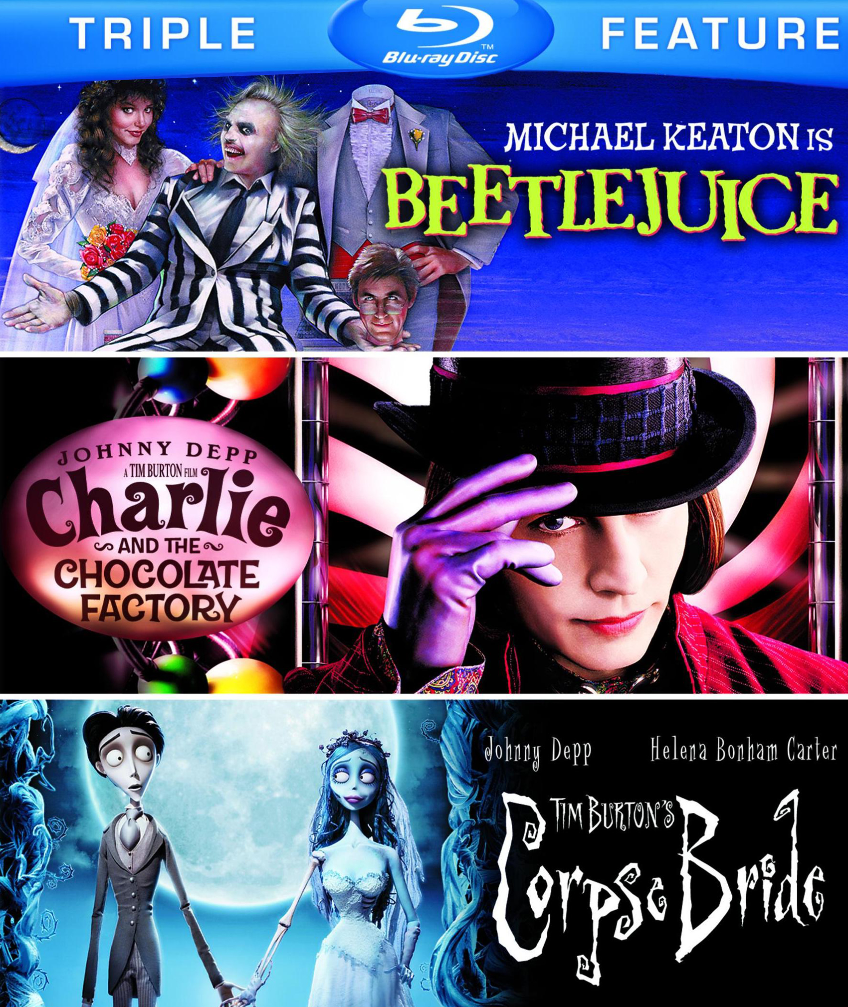 Beetlejuice/Charlie and Chocolate Factory/Tim Burton's Corpse Bride [3  Discs] [Blu-ray] - Best Buy