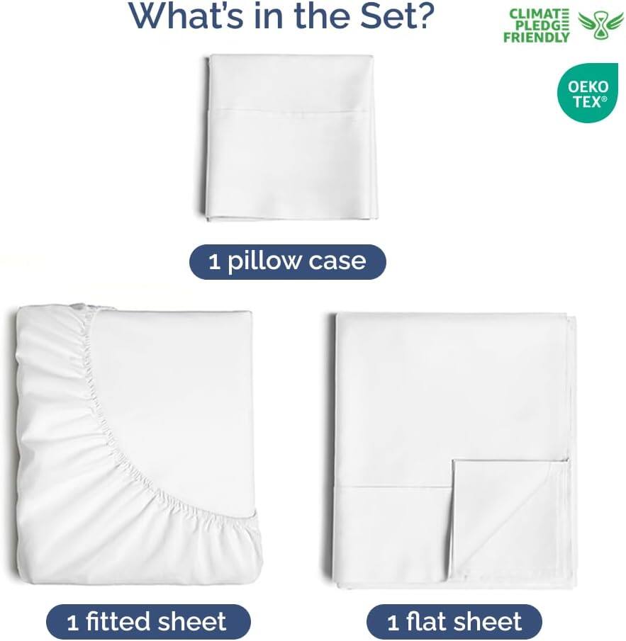 What's in the Set?  
1 pillow case  
1 fitted sheet  
1 flat sheet