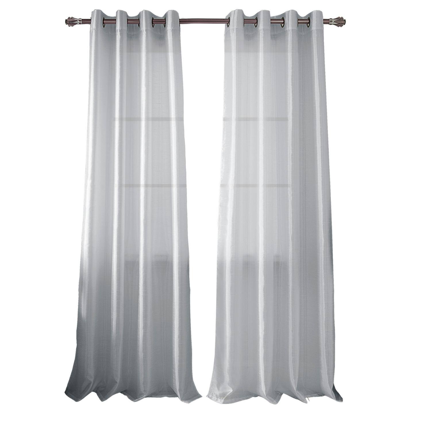 Front. RT Designers Collection - RT Designer Collection Nancy Grommet Luxurious Modern Design Curtain Panel 54" x 95" Silver - Silver.