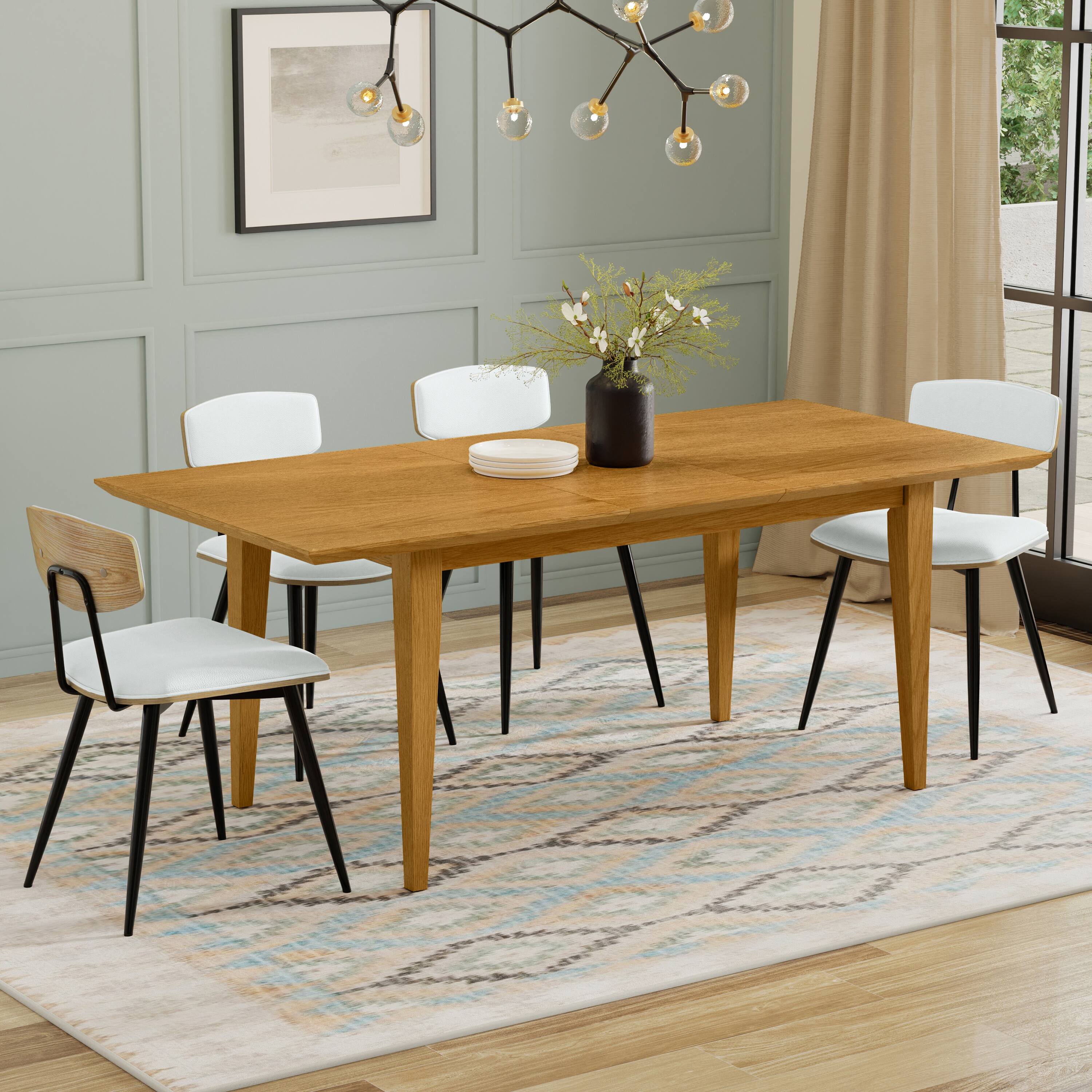 Angle. Simpli Home - Colby 60-76 inch x 36 inch Rectangle Contemporary Extendable Dining Table in Oak - Oak.