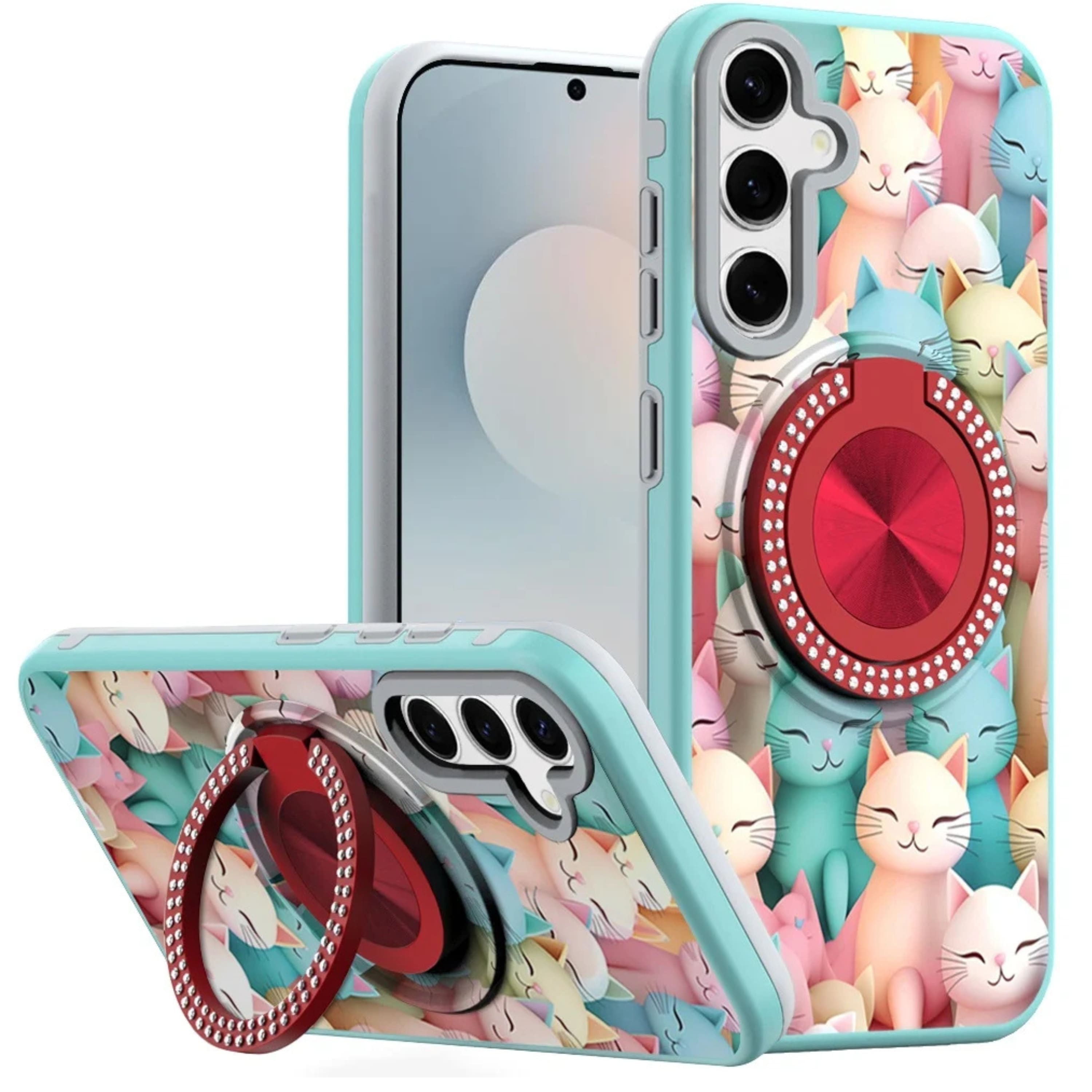 Kitcheniva - 360 Rotating Stand Case With Tempered Glass For Samsung S25 FE - Cats price history on PriceWatchPro