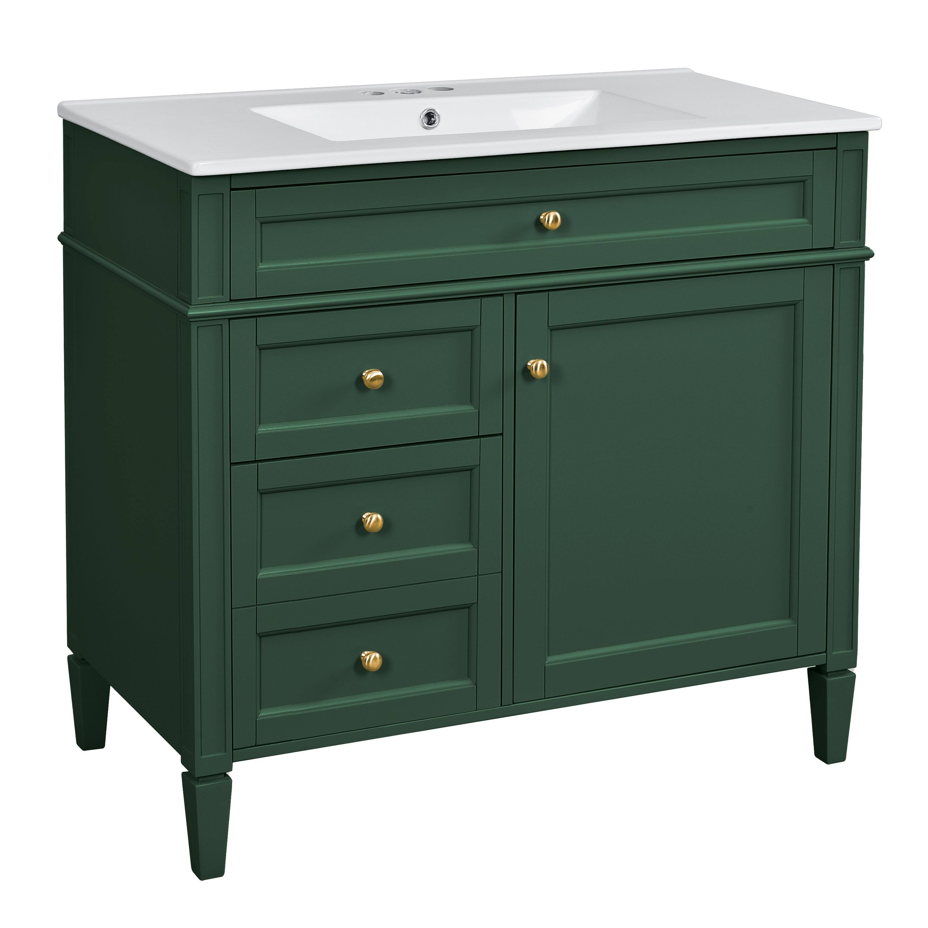 Alt View 10. Boyel Living - 36 Inch Modern Bathroom Vanity Set with Medicine Cabinet Ceramic Sink Green - Green.