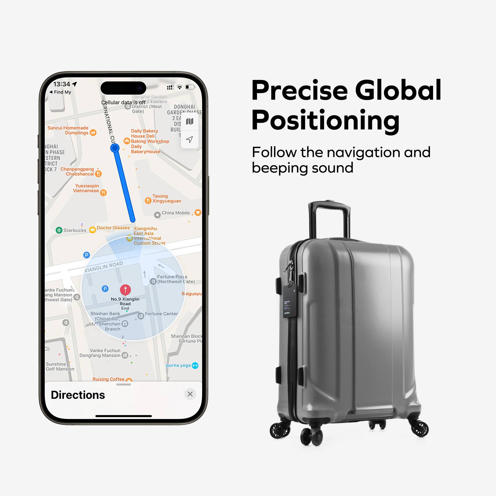 Precise Global Positioning: Follow the navigation and beeping sound.