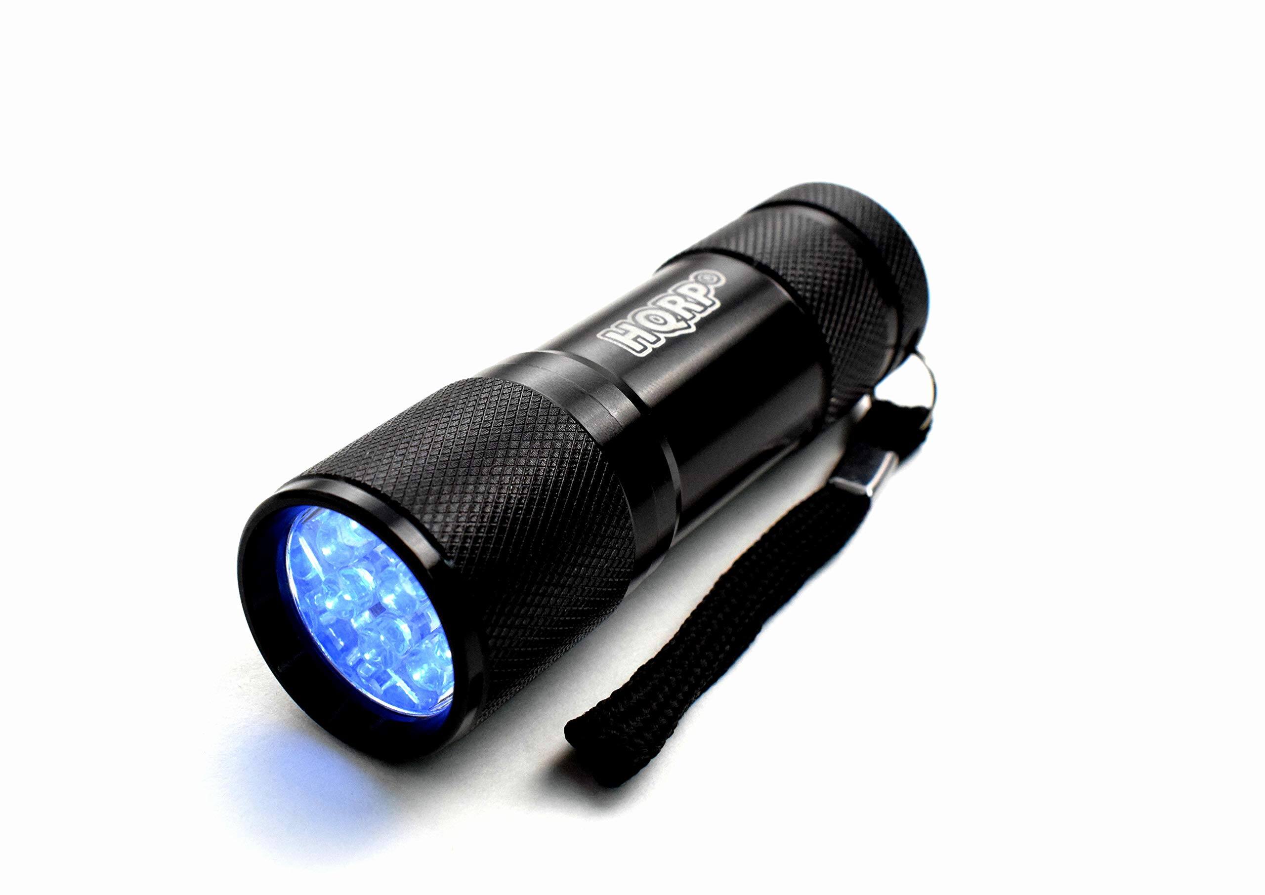 Angle. HQRP - 365 nm UV Blacklight Flashlight - 9 LED Mineral Gem Fluorescence.