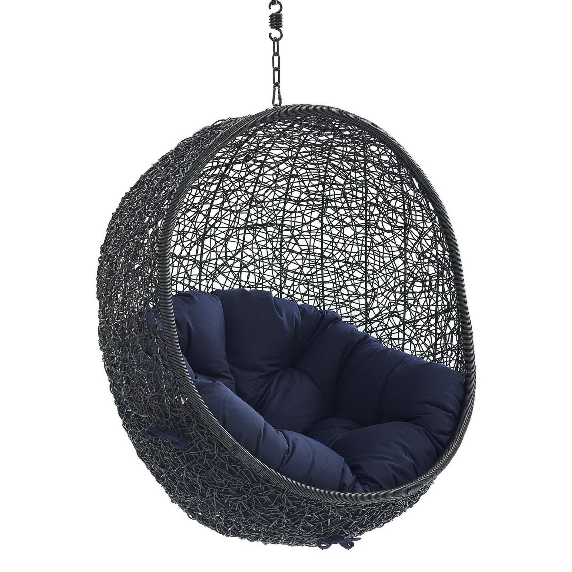 Angle. Modway - Encase Sunbrella® Fabric Swing Outdoor Patio Lounge Chair Without Stand by Modway - Black Navy.