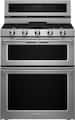 KitchenAid - 30 in. Wide 5 burners 6.0 cu. ft. Self-Cleaning Free-Standing Double Oven Gas Convection Range - Stainless Steel