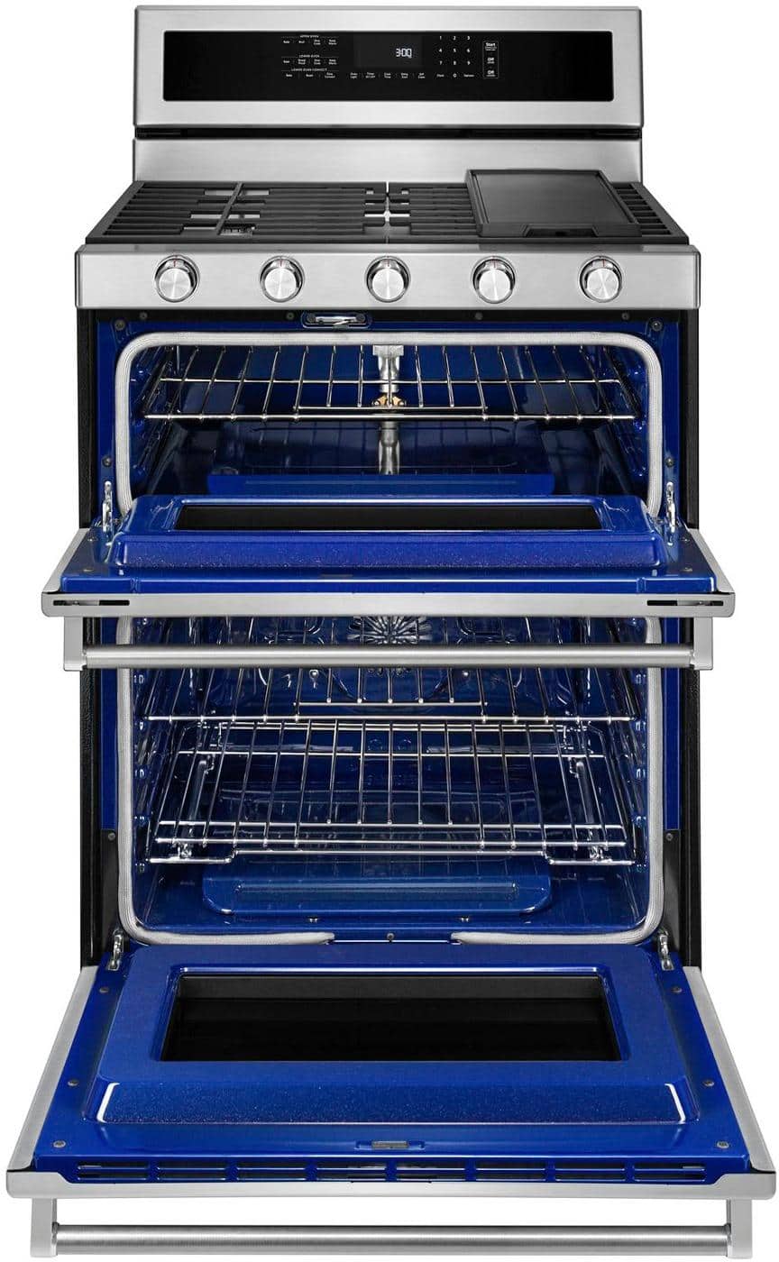 Alt View 11. KitchenAid - 6.0 Cu. Ft. Self-Cleaning Free-Standing Double Oven Gas Convection Range - Stainless steel.