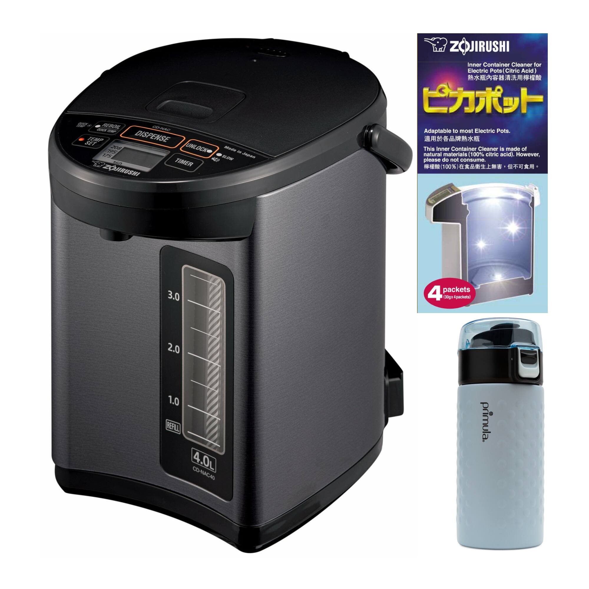 Zojirushi - Micom Water Boiler (4-Liter, Metallic with Cleaner and Tumbler - Black