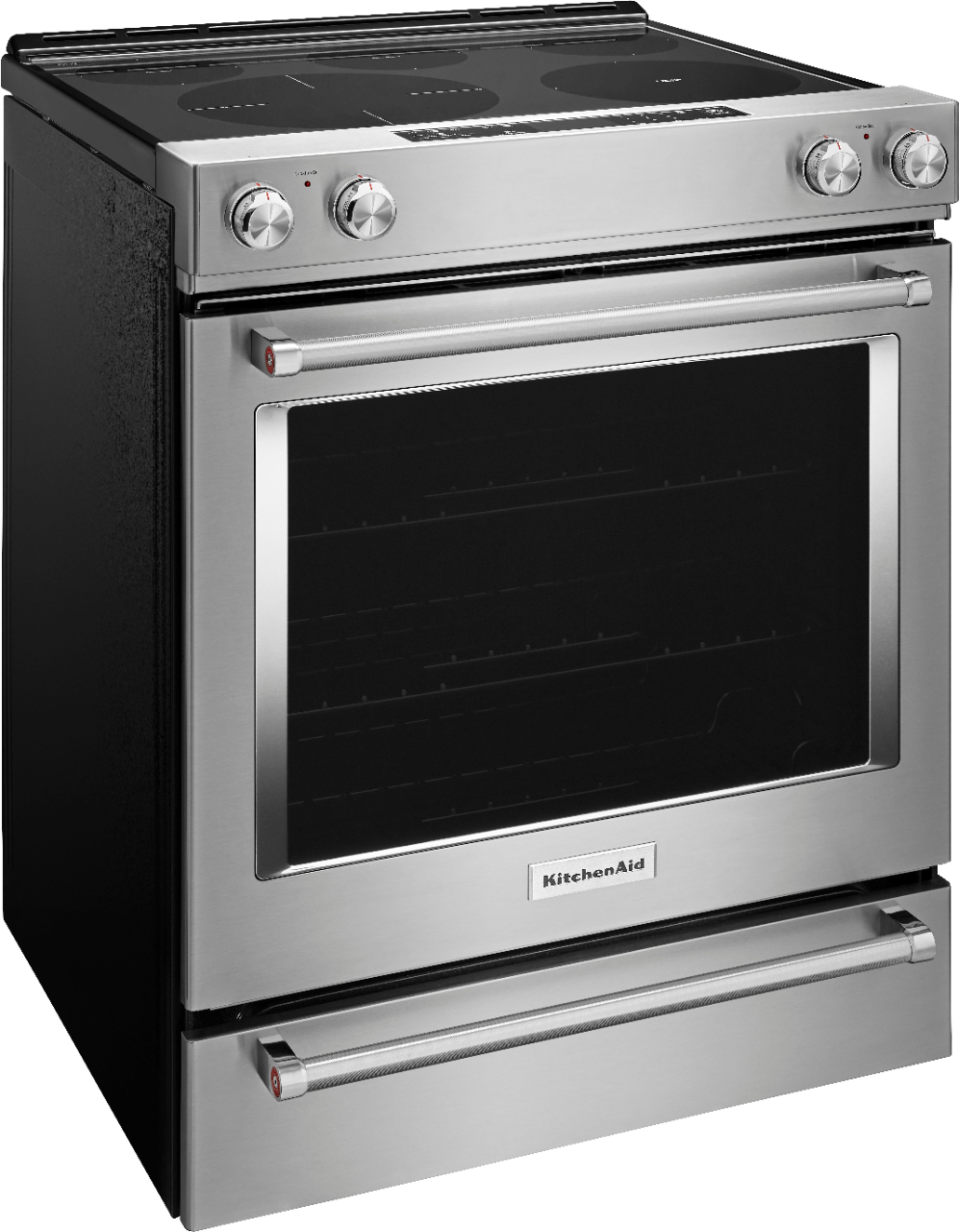 Angle View: KitchenAid - 7.1 Cu. Ft. Self-Cleaning Slide-In Electric Induction Convection Range - Stainless steel