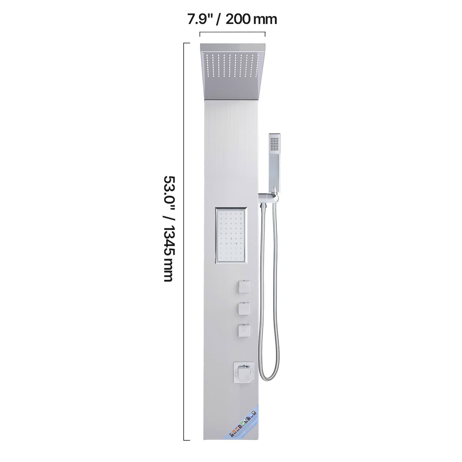 7.9" / 200 mm  
53.0" / 1345 mm