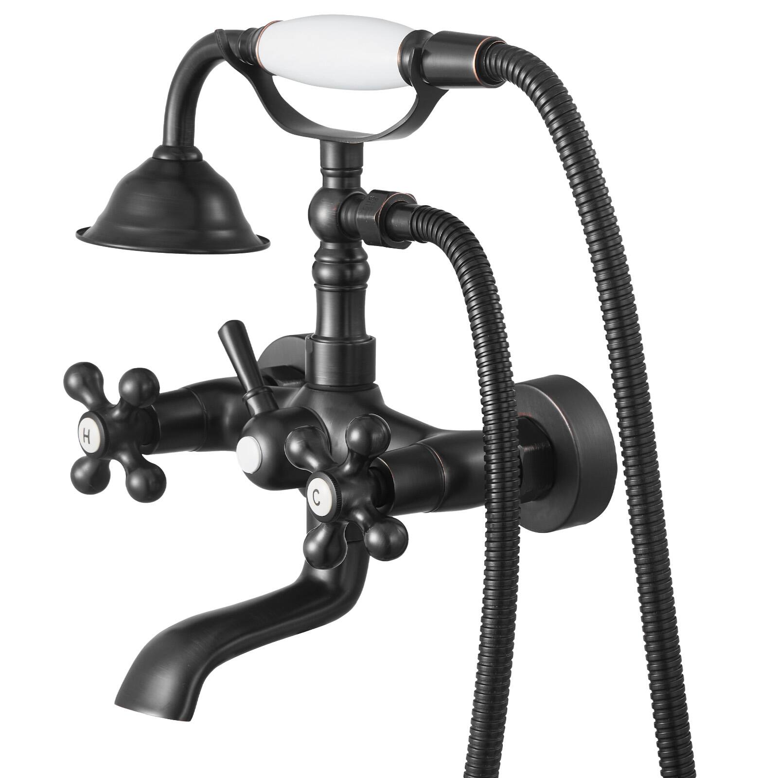 Alt View 5. VEVOR - Clawfoot Tub Faucet, Wall Mount Bathtub Faucets, Vintage Oil-Rubbed Bronze Clawfoot Tub Filler Faucet Shower Kit - Oil-Rubbed Bronze.