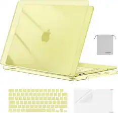 Front. mosiso - For 2026 MacBook Neo Case 13 inch A3404 with A18 Pro Chip, Protective Hard Shell & Keyboard Cover & Screen Film & Pouch - Crystal Citrus.