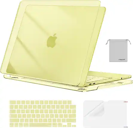 Front. mosiso - 2026 MacBook Neo 13 inch A3404 Protective Hard Shell Case Kit with Keyboard Covers and Screen Protector - Crystal Citrus.