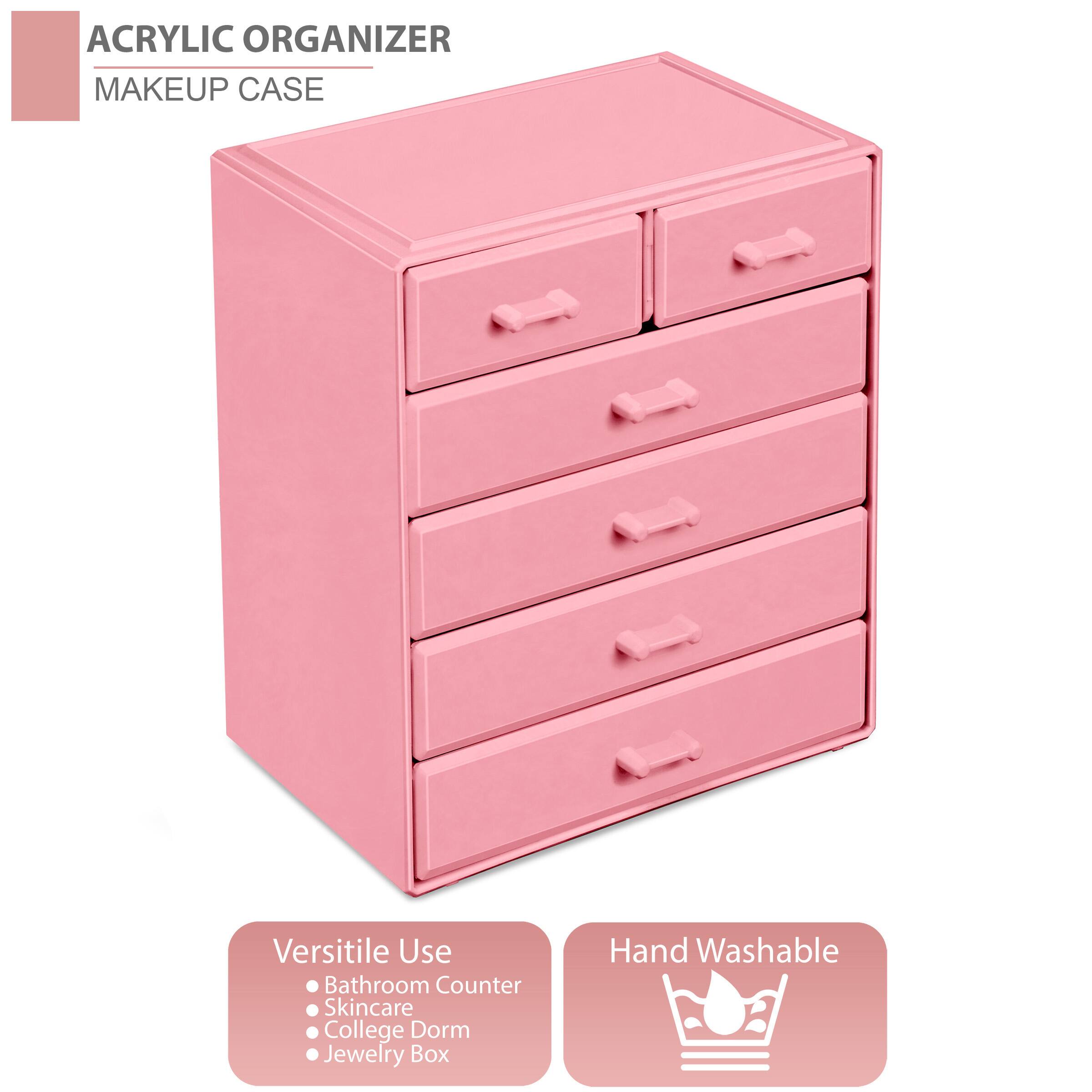 ACRYLIC ORGANIZER  
MAKEUP CASE  

Versatile Use  
- Bathroom Counter  
- Skincare  
- College Dorm  
- Jewelry Box  

Hand Washable