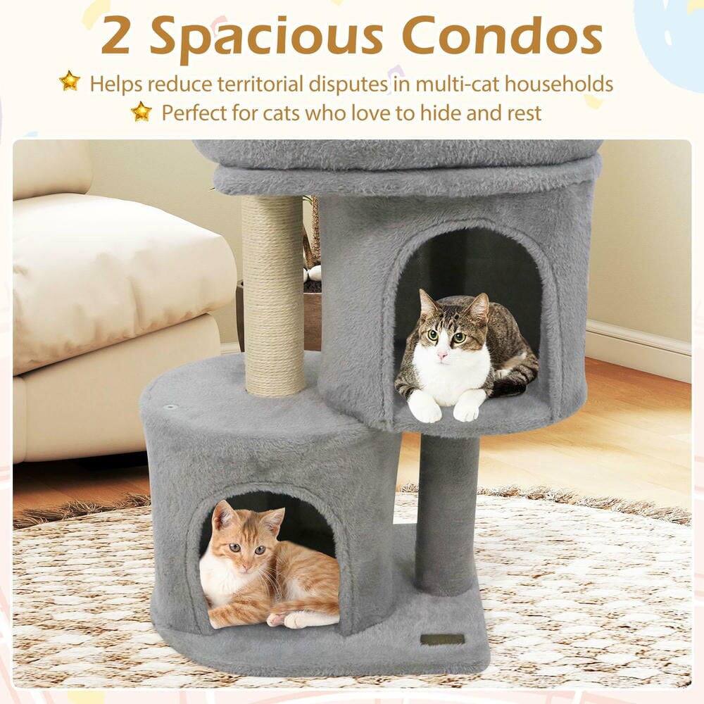 2 Spacious Condos  
- Helps reduce territorial disputes in multi-cat households  
- Perfect for cats who love to hide and rest
