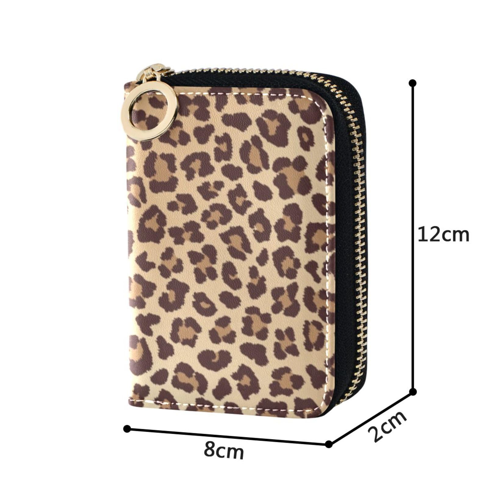 Alt View 1. Jadie Link - Leopard Print Rfid Credit Card Holder Wallets Accordion Women Leather Zipper Case Wallet Ladies PORTABLE SMALL CARD CASE - Cat.