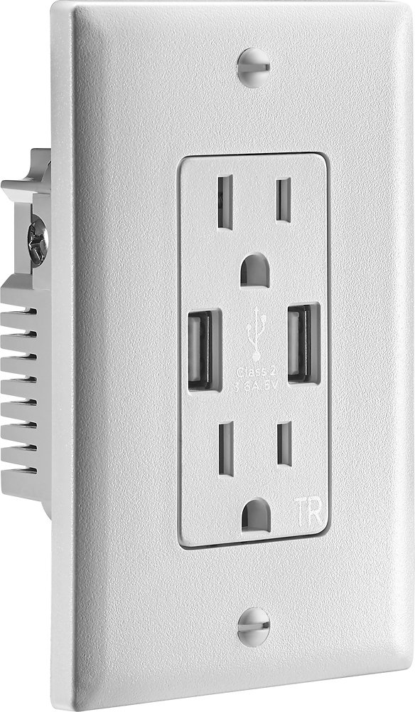 Insignia™ - 3.6A USB Charger Wall Outlet - White - Front Zoom