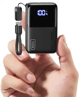 INIU - Portable Charger, Market's Smallest 10000mAh PD 45W Power Bank with Layout USB-C Cable for iPhone, Samsung, Pixel etc - Black