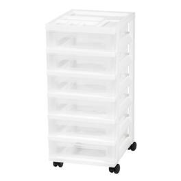IRIS USA - IRIS 6 Drawer Rolling Storage Cart with Organizer Top - White