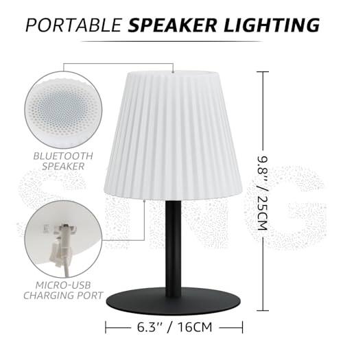 PORTABLE SPEAKER LIGHTING

- BLUETOOTH SPEAKER
- MICRO-USB CHARGING PORT

Dimensions:
- Height: 9.8" / 25CM
- Base Diameter: 6.3" / 16CM