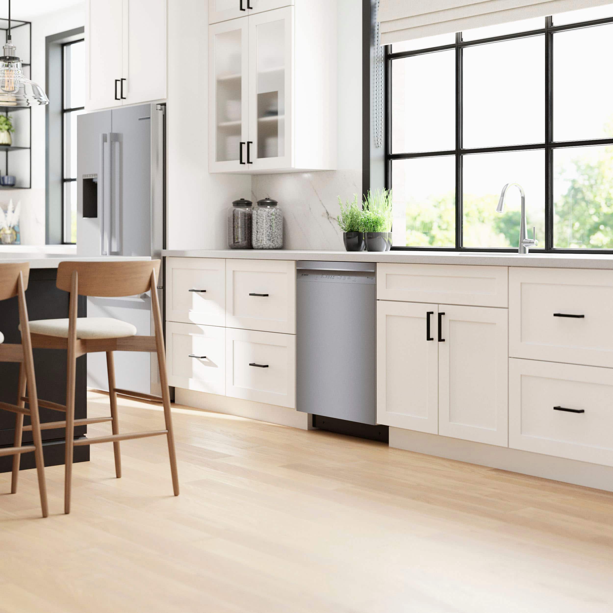 Alt View 27. Bosch - 300 Series 24" Front Control Smart Built-In Stainless Steel Tub Dishwasher with 3rd Rack and AquaStop Plus, 46 dBA - Stainless Steel.