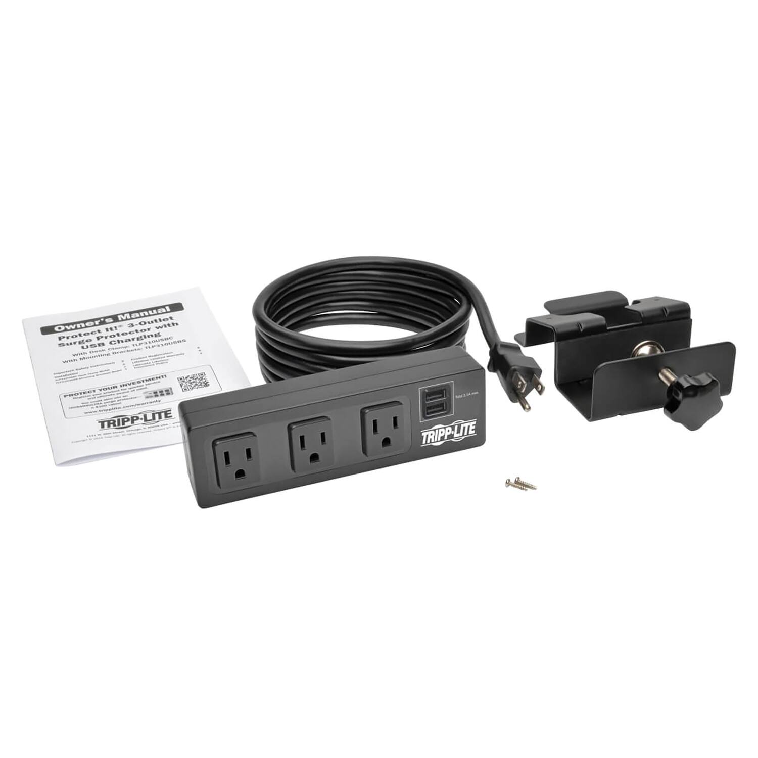 Owner's Manual  
Protector™ 3-Outlet with Surge Protection  
USB Charging  
with Accommodating  
Mounting  
TRIPP-LITE