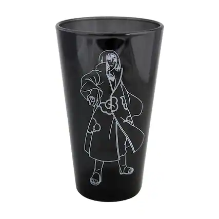 Front. Just Funky - Naruto Shippuden Itachi 16oz Pint Glass - Black.