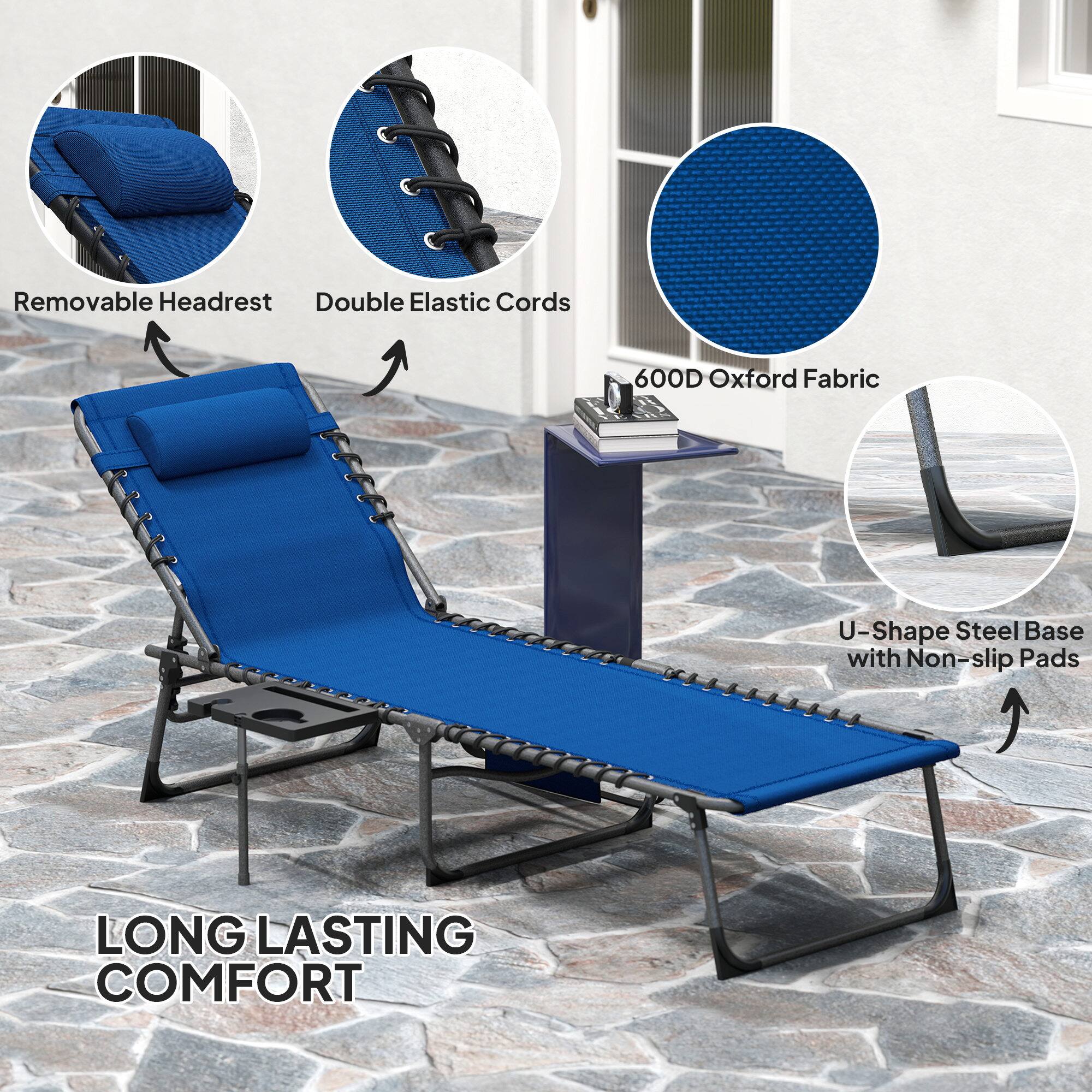 Removable Headrest, Double Elastic Cords, 600D Oxford Fabric, U-Shape Steel Base with Non-slip Pads, Long Lasting Comfort