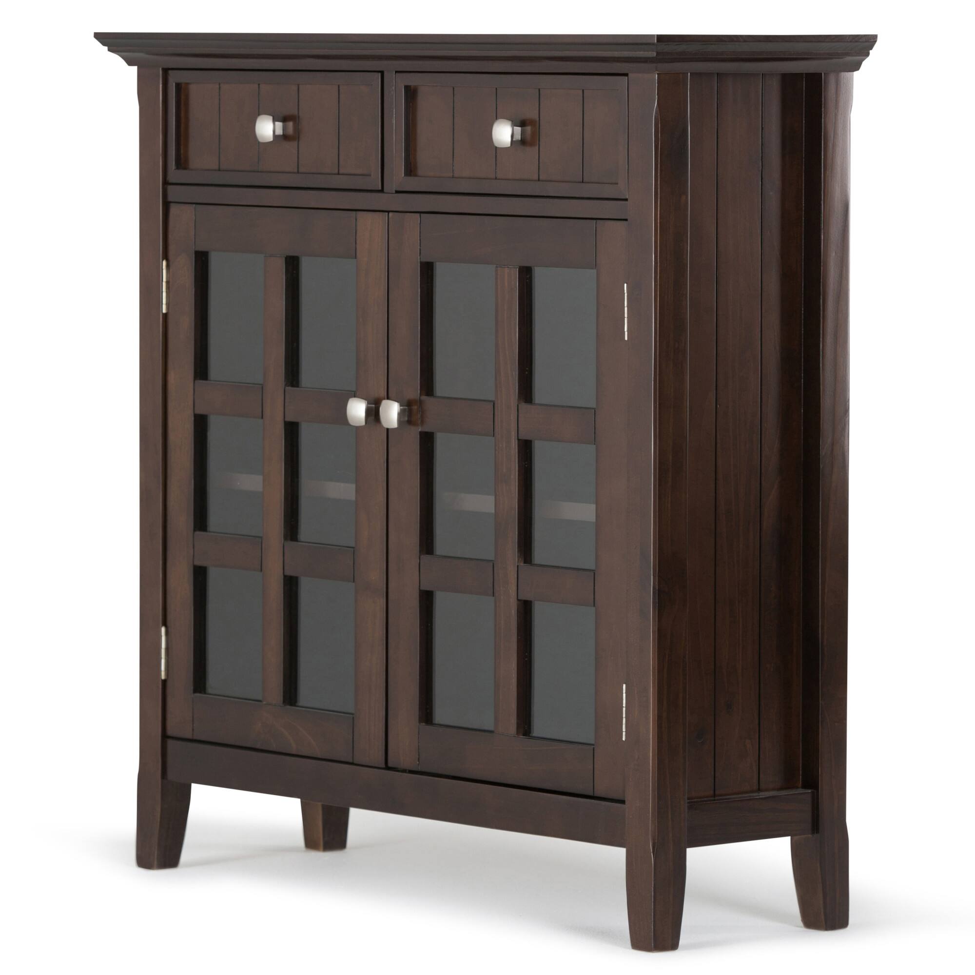 Angle. Simpli Home - Acadian Solid Wood 36 inch Wide Transitional Entryway Hallway Storage Cabinet - Brunette Brown.