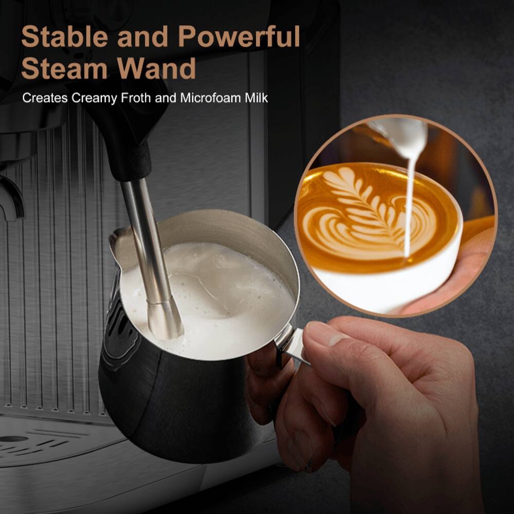 Stable and Powerful Steam Wand  
Creates Creamy Froth and Microfoam Milk