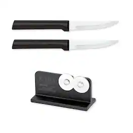 Rada - Cutlery Heavy Duty 3.25-Inch Paring Knife Set of 2, Handles & Quick Edge Knife Sharpener - Black