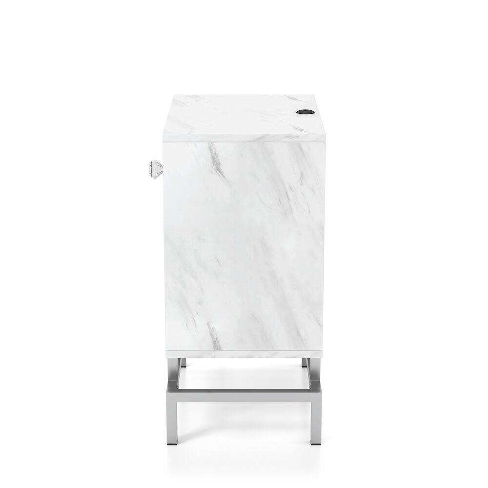 Left. Furniture of America - Lyn Contemporary Wood 1-Drawer End Table in White Marble - White.