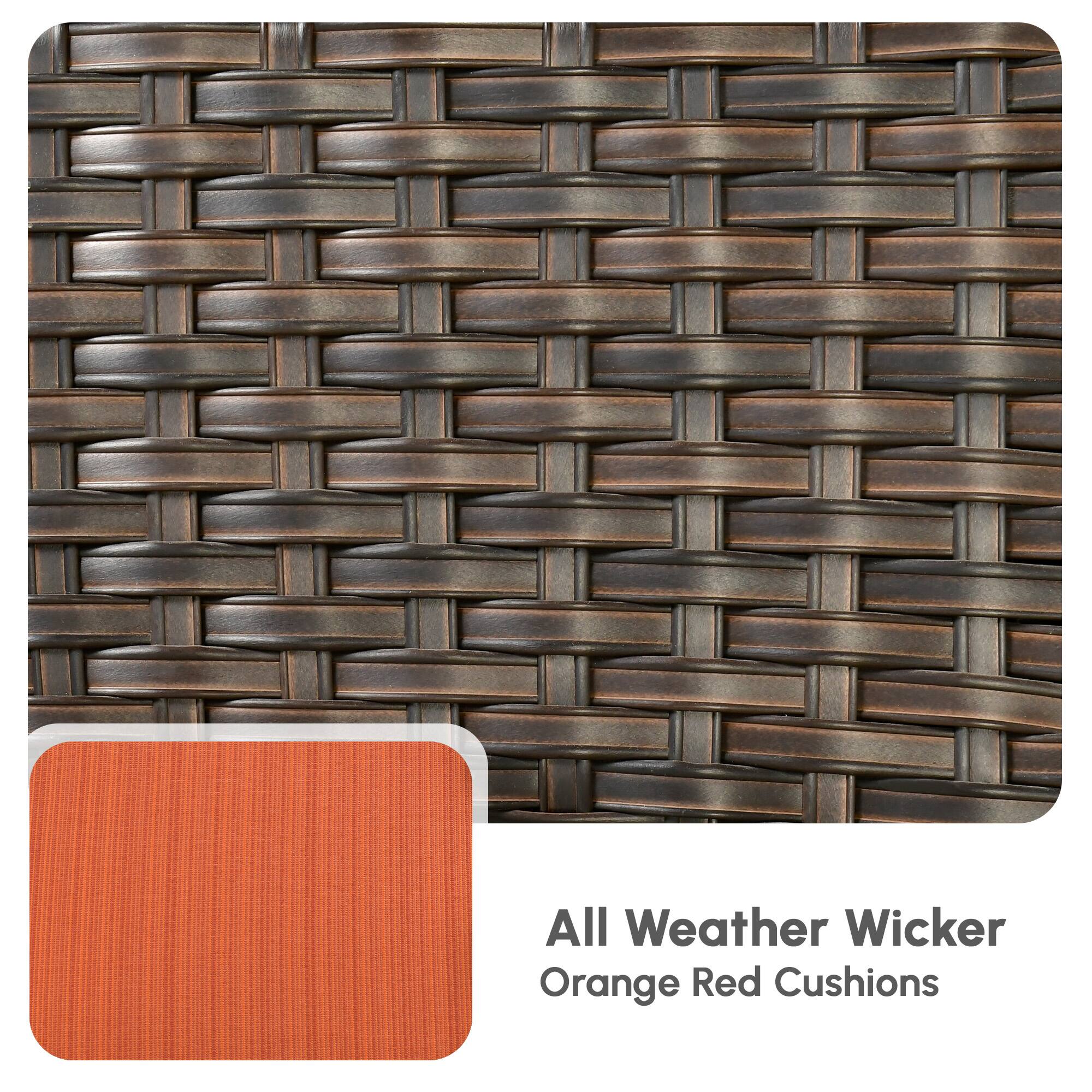 All Weather Wicker  
Orange Red Cushions