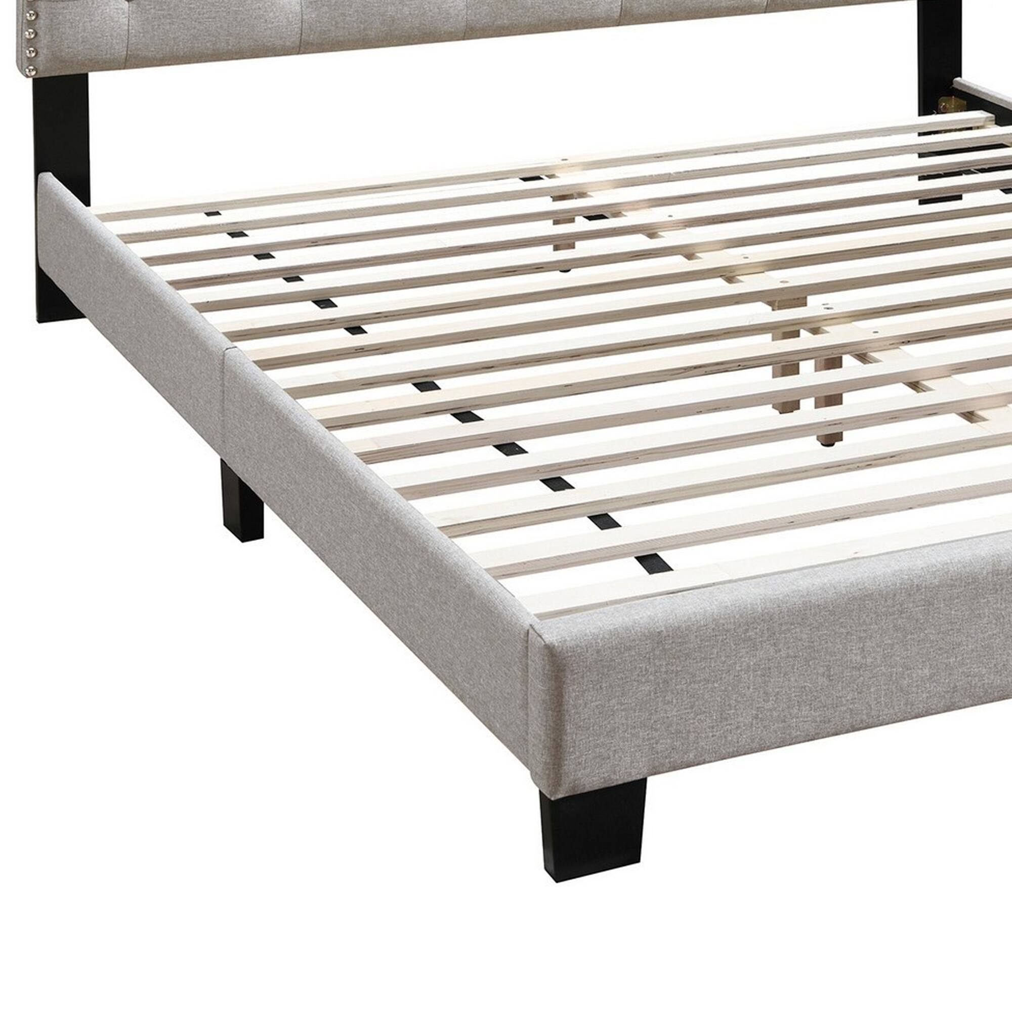 Alt View 2. Manhattan Lane - Twin Bed with Button Tufted Scalloped Headboard - Gray.